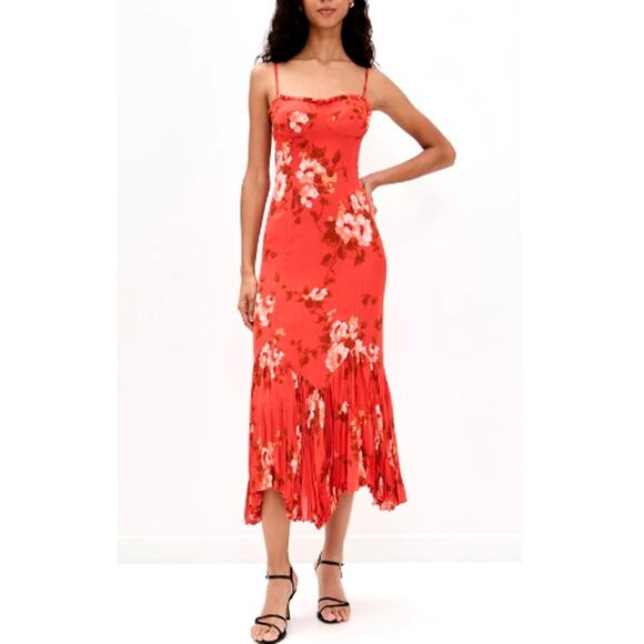 Reformation Women's Coral Bloom Aiko Dress Size 6 - Picture 1 of 11